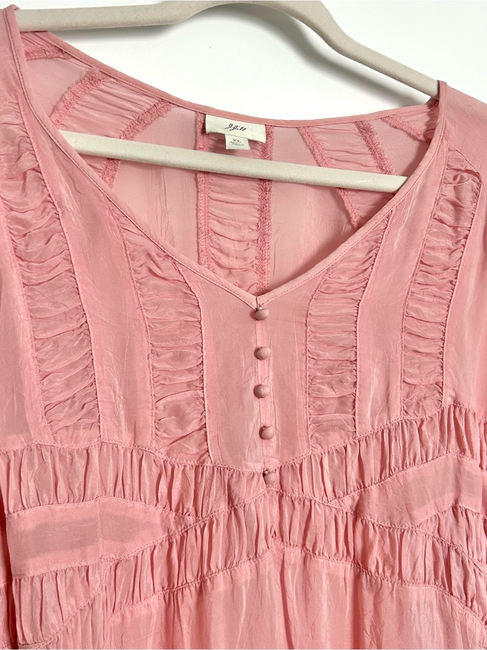 J. Jill XL Pink Sheer Romantic Coquette Long Sleeve Top - Picture 3 of 9